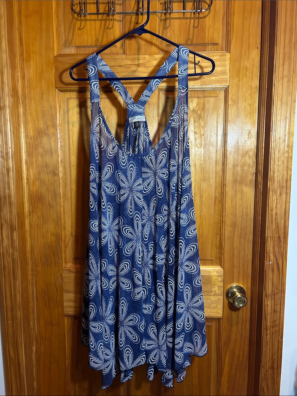 Navy Floral Racerback Women's Bodysuit Dress